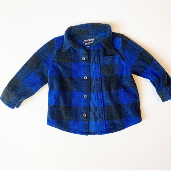 Jumping beans fleece plaid button down shirt - Picture 1 of 4